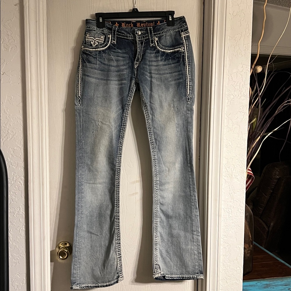 Rock Revival Light Blue Straight Leg Jeans - Picture 3 of 5